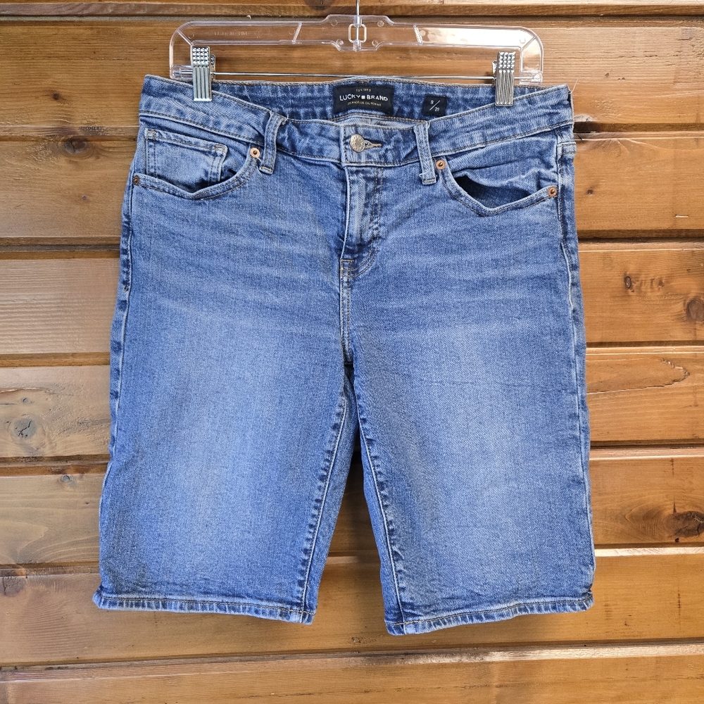 Lucky Brand The Bermuda Short Mid Rise Medium Wash Denim Size 29